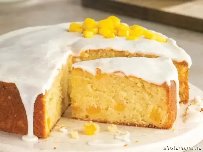 Pastel de mango con crema agria - Hornear desde cero